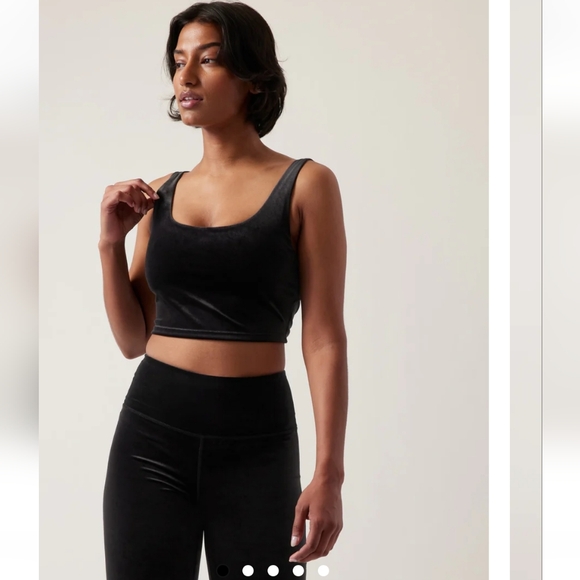 Athleta Velvet Cut Out Crop Top Size Medium Black - Picture 2 of 13